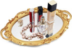 Funerom Vintage 36.8 x 25.4 cm Gold Mirror Tray Decorative Tray Bathroom Tray Serving Tray Oval