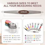 16-Piece Stainless Steel Measuring Cups and Spoons Set, Strong Magnetic Nesting Design 7 Cups 8 Spoons with Leveler, Double Measurement Markings for Dry & Liquid Ingredients, Colorful