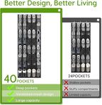 Over the Door Shoe Organizer with 40 Large Breathable Mesh Pockets, Space Saving Shoe Holder, Hanging Shoe Rack for Entryway Bedroom Closet Storage (Black, 40 Pockets)