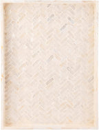 PEMAR Handmade Capiz Shell Decorative Serving Tray – Mother of Pearl Finish Herringbone Mosaic Rectangular Tray with Handles, 15.74 x 11.8 x 2 in, for Coffee Table & Home Decor