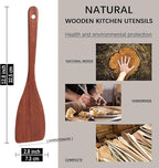 2PCS Wooden Spatulas for Cooking, 12.8inch Coated Mahogany Turners for Frying, Non-Scratch Wood Bevel Spurtle for Pan & Wok, Wooden Cooking Utensils for Non Stick Cookware, Long Handle Scraper