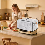 White Marble Texture Print Microwave Oven Dust Cover Polyester-Linen Fabric Dust Cover for Microwave Oven Universal Dust-Proof Kitchen Appliance Protector Fits Most Microwaves, S