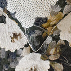 The HomeCentric King/Queen/Twin Gray & Brown Designer Full 68"x18" Bed Runner with Pillow Cover, Rose, Floral & Bead Embroidery Bed Scarf on Cotton Fabric - Rada