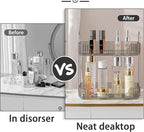 shuang qing 2 Tier Bathroom Counter Organizer Countertop Storage, Cosmetics Skincare Shelf Organizer, Makeup Organizer Perfume for Dresser Vanity Tray, Spice Rack Organizer for Kitchen (Grey)