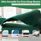Extra Deep Pocket King Sheets 18-24 Inch 1000 Thread Count 100% Egyptian Cotton Sateen Weave Soft Breathable 4 Pieces（King，Dark Green）