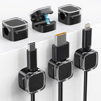 Magnetic Cord Clips, 6 Pack Cord Organizer Holder for Desk Office Accessories, Cable Holder Hide Phone USB Power Wire Cord Clips for Management Home Nightstand Kitchen Appliances, Clear Black
