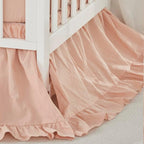 Brandream Boho Bohemian Girl Baby Nursery Crib Bed Skirt Dust Ruffle - Neutral Solid Color Blush Farmhouse Chic 100% Washed Cotton Ruffle