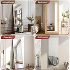 Kosmonia 71x28 Frameless Full Length Silver Coating Mirror w/Distortion Free, HD Reflection &Anti Desilvering, Tempered Glass, Easy Setup w/Stand, Wall/Standing