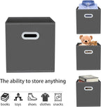 Yunkeeeper storage bins Cubes, Fabric Cube Organizer with Handle, Foldable Cube Bins for Cloth or Accessary Storage, 11x11x11, Set of 3,(Gray)