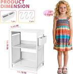 White Small Nightstand, Kids Nightstand for Bedroom, End Table with Hooks and Holder, Toddler Bedside Table for Girls, Desk Organizer for Office, Dorm (White)