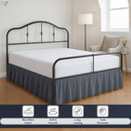 Cottington Lane Ruffled Bed Skirt Twin Size with Split Corner, Brushed Microfiber Hotel Quality Dark Grey Dust Ruffle, 18 Inch Drop Gathered Bedskirt, Soft and Stylish, Shrinkage and Fade Resistant