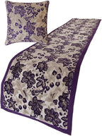 The HomeCentric King/Queen/Twin Purple Decorative King 90"x18" Bed Runner Without Pillow Cover, Floral, Velvet Bed Scarf on Velvet Fabric - Plum Petal