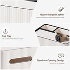 KINGFOM Leather Tissue Box Cover with Storage Tray, Decorative Tissue Box Holder Organizer for Office Desk, Bedroom & Nightstand, Remote Control Holder for Perfume, Watch, Glasses, Pens (Ivory White)