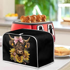 ZFRXIGN Sunflower Cow Toaster Cover 4 Slice Small Appliance Covers Kitchen Microwave Oven Dust Cover Case Protector Western Highland Cattle Toaster Covers Home Decorations Black
