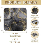 Marble Jewelry Valet Tray for Women Men, Black and Gold Marble PU Leather Catchall Beside Caddy Nightstand Organizer Tray for Jewelry Rings Watches Keys and Accessories, 7.87x7.87in
