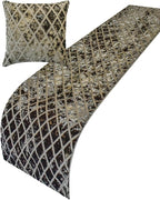 The HomeCentric King/Queen/Twin Grey Decorative Bed Runner Twin 53"x18" Bed Runner with One Pillow Cover, Diamond Pattern, Velvet Cut Bed Scarf on Velvet Fabric - Grey Velvet Verve