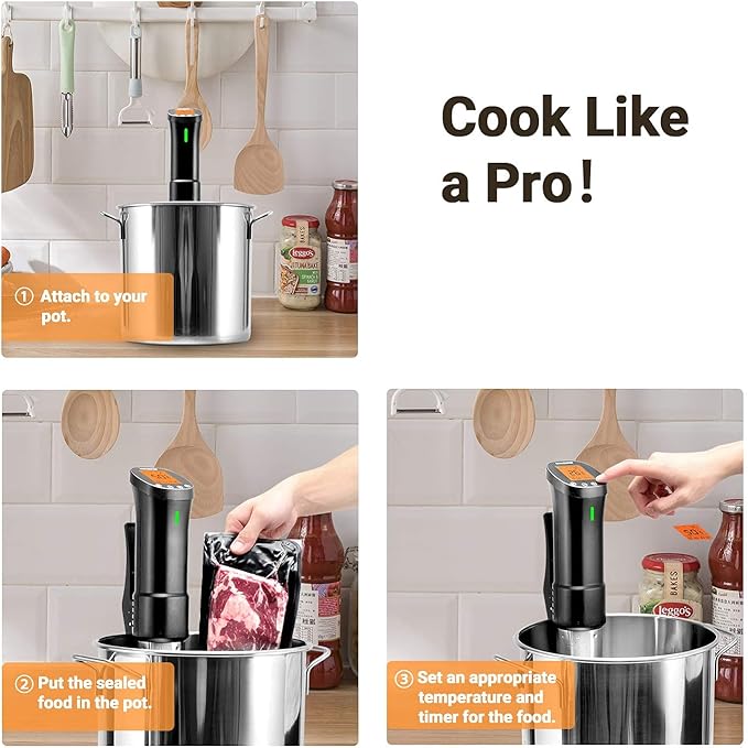 INKBIRD 2.4G Wifi Sous Vide Cooker ISV-200W 1000W Sous Vide w/APP Recipes,Remote Control Immersion Circulator with Free APP, Timer Alarm Mobile Notification 3D Water Fast Heating, Ultra-Quiet