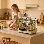 Countertop Convection Oven Cover Dust Protection Air Fryer Toaster Oven Covers with Side Pockets, for Home Kitchen Decor, S, 14.5 x 18.5 x 9 Inches, Cute Cow Sunflower