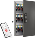 72 Key Key Lock Box Wall Mount, Smart Key Management Cabinet with App, Key Access Log Tracking, Digital Keypad, Bluetooth & WiFi Unlock (Sold Separately) for School, Office, Business