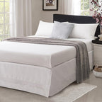 Valea Home Bed Skirt with Stitch on White Dust Ruffle with Split Corner, Durable Elegant Luxury Queen 14-inch Drop