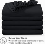 Bare Home 5-Pack Fitted Bottom Sheets Twin - Premium 1800 Ultra-Soft Wrinkle Resistant Microfiber - Deep Pocket (Twin, Black)
