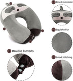 Niuniu Daddy Sloth Kids Neck Pillow for Traveling, 100% Memory Foam Soft Travel Pillow, Airplane Travel Road Trip Essential for Children, Neck Support, Stop Head from Falling Forward for Sleeping