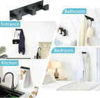 Alise Coat Hooks Wall Mount Hat and Coat Rack with 3 Hooks Wall Mount Key Hooks for Robes,Bags,Keys,and Towels,SUS304 Stainless Steel Wall Hooks for Hanging,Self Adhesive or Drilling,Matte Black