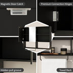 Medicine Cabinet, Wooden Bathroom Wall Cabinet with 2 Doors, Adjustable Shelves & Towel Bar, Over Toilet Storage Cabinet Wall Mounted for Laundry with Mirror, Black