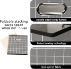 Yunkeeeper storage bins Cubes, Fabric Cube Organizer with Handle, Foldable Cube Bins for Cloth or Accessary Storage, 11x11x11, Set of 6, (Grey grid)