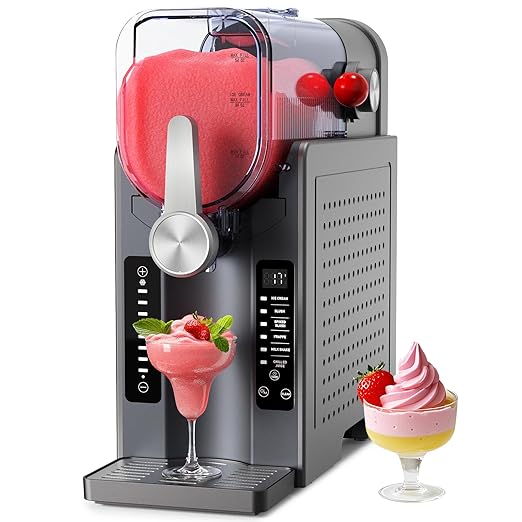 BKPPM Slushie Machine: No Ice Needed Slushy Machine for Home, 6 Preset, Real-Time Temp Display, Auto-Clean | Frozen Margaritas, Cocktails, Frappés, Ice Cream, Smoothies, Milkshakes,Summer Parties