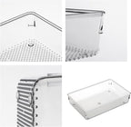 3 Pack Clear Plastic Drawer Organizer Tray Cutlery Utensil Makeups Drawer Silverware Organizers 12" X 6"&12＂X3＂(9Pack)