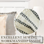 ZWJD Throw Christmas Pillow Covers 24x24 Set of 2 Striped Pillow Covers with Fringe Chic Cotton Decorative Pillows Square Cushion Covers for Sofa Couch Bed Living Room Farmhouse Decor