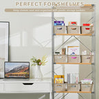 12 Pack Plastic Storage Baskets for Organizing, Storage Baskets for Shelves with Handles, Small Storage Bins with Labels, Organizer Baskets for Cabinet,Closet, Office,Natural