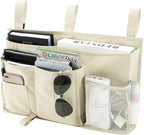 Bseash Bunk Bed Organizer, Bedside Caddy Hanging Bed Organizer Storage Bag 8 Pockets, for College Dorm Rooms Bed, Hospital Bed, Baby Bed Rails, 600D Oxford Cloth (Beige)