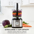 Kenmore Food Processor and Vegetable Chopper with Reversible Slicing/Shredding Disc, Chop, Slice, Shred, Mince, Grate, Puree, Stainless Steel, 11-Cup, 500W, Black and Silver
