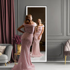 Kosmonia 56×18 LED Full Length Mirror with Lights - Wall Mounted Vertical Vanity Mirror for Bedroom & Bathroom, Full Body Backlit, Adjustable Brightness, Tempered Glass