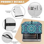 Boho Mandala Lotus Flower Print Microwave Oven Dust Cover with Storage Bags Toaster Oven Cover Polyester-Linen Fabric Small Appliance Dust Covers Fingerprint Protection, L
