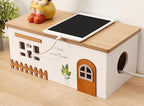Cable Management Box, Wood Extension Cord Organizer, Handmade Power Strip Box for TV Computer Wire USB Hub System, Surge Protector Cord Hider Box on Desk or Floor (Large)