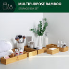 ROYAL CRAFT WOOD Premium Carbonized Bamboo Decorative Boxes - Drawer Organizer Set (5-Piece) – Wood Storage Boxes for Kitchen, Bathroom, Office & Makeup