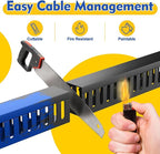 Open Slot Wiring Raceway Cable Duct, 123in Cable Management Channel Cord Track,Desk Wire Channel, Under Desk Cable Management to Hide Cables, Wires for Computers (Black, 1.18" Hx1.57"W, 15.4''L(8 Pc))