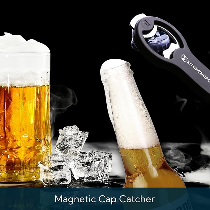 KITCHENDAO 2 in 1 Magnetic Beer Bottle Opener for Fridge and RV with Cap Catcher - Pop Can Soda Can Opener, Stick to Refrigerator for Easy Storage with Magnet, Gift for Men Husband Father- 3 Pack