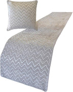 The HomeCentric King/Queen/Twin Silver Decorative CA King 86"x18" Bed Runner Without Pillow Cover, Chevron Bed Scarf on Jacquard Fabric - Silver Gleam Chevron