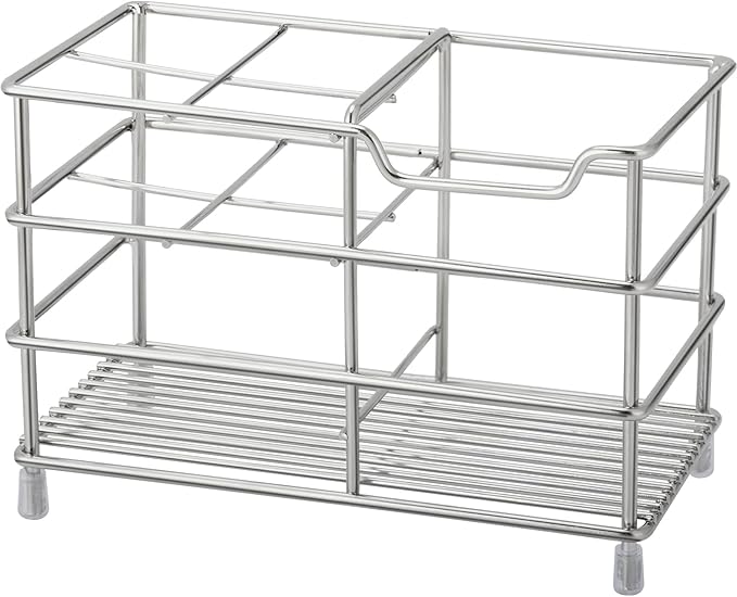 Urbanstrive 304 Stainless Steel Bathroom Toothbrush Holder Toothpaste Holder Stand Bathroom Accessories Organizer (Silver, Large)