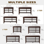 PY HOME & SPORTS Shoe Rack for Entryway 39.4": 2-Tier Shoe Storage Bench, Adjustable/Removable Shelves, Rubberwood Shoe Benches for Hallway, Porch, Bathroom, Brown