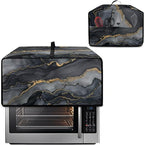Convection Toaster Oven Cover Protective Small Kitchen Appliance Dust Cover with Accessory Pockets for Kitchen Home Indoor Decorations, S, Marble Black Gold