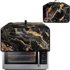 Air Fryer Toaster Oven Dust Cover Dustproof Modern Design Convection Oven Cover with Side Pockets for Small Kitchen Appliances, S, 14.5 x 18.5 x 9 Inches, Black Gold Marble