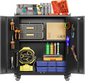 SUXXAN Storage Cabinet with Wheels and Pegboard, Rolling Garage Storage Cabinet