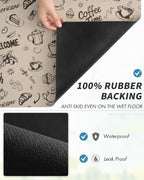AMOAMI Coffee Mat Hide Stain Rubber Backed Absorbent Dish Drying Mat for Kitchen Counter - Fits Under Coffee Maker & Espresso Machine (12x19, Milk Tea)