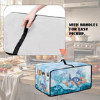 Microwave Oven Dust Cover Air Fryer Toaster Oven Protector with Storage Pockets, Stain-resistant for Small Appliances, M, 16.5 x 20.5 x 10 Inches, Sea Turtle Coral Reef Blue