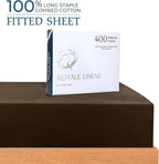Royale Linens 400 Thread Count 100% American Grown Cotton Fitted Sheet Queen Size - All Around Elastic Fitted Sheet - Luxury Sateen Weave - Snug Fit Bottom Sheets Fit Up to 16" (Queen,Hazel Nut)